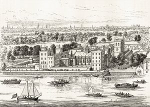 Lambeth-palota a Temzéből, a „London Pictures: Drawn with Pencil” című filmből, Richard Lovett tiszteletes, megjelent 1890-ben alkotó: English School